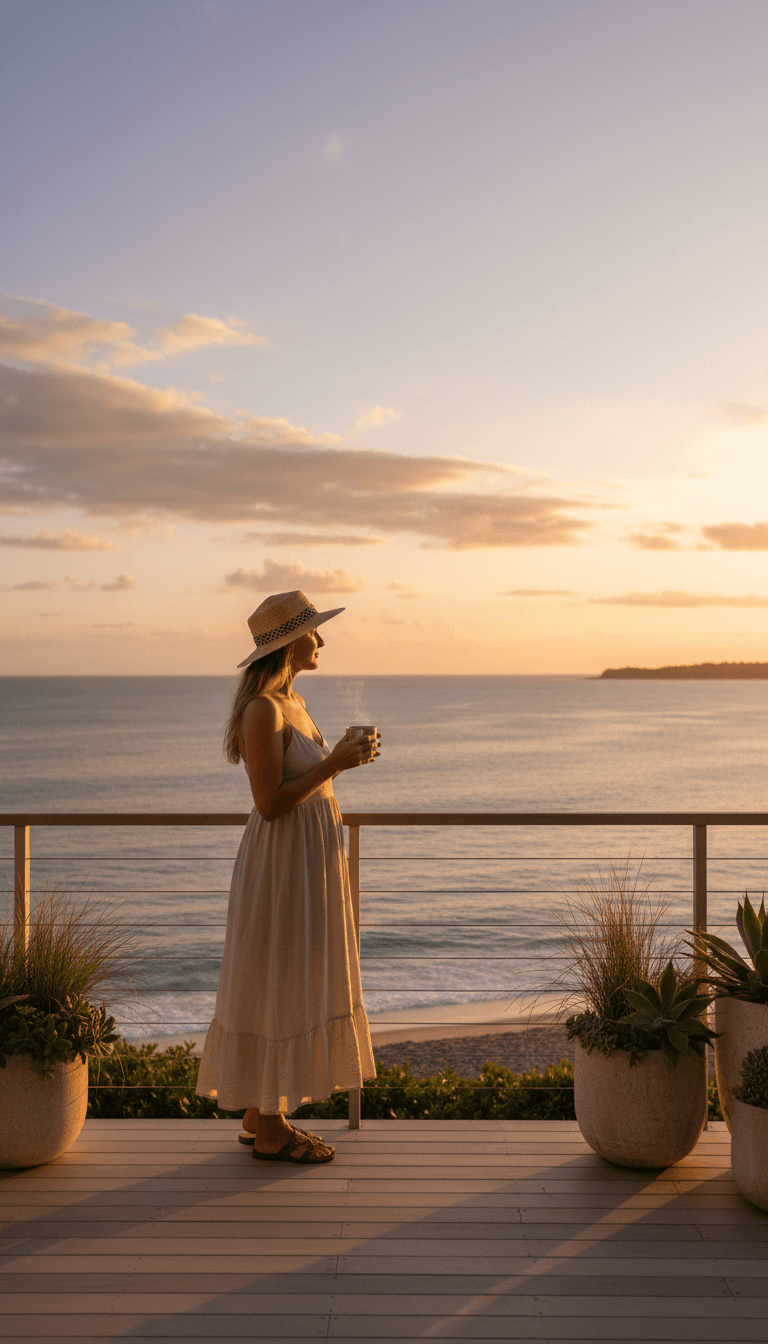 Woman solo traveler enjoying a coastal European view with confidence and independence