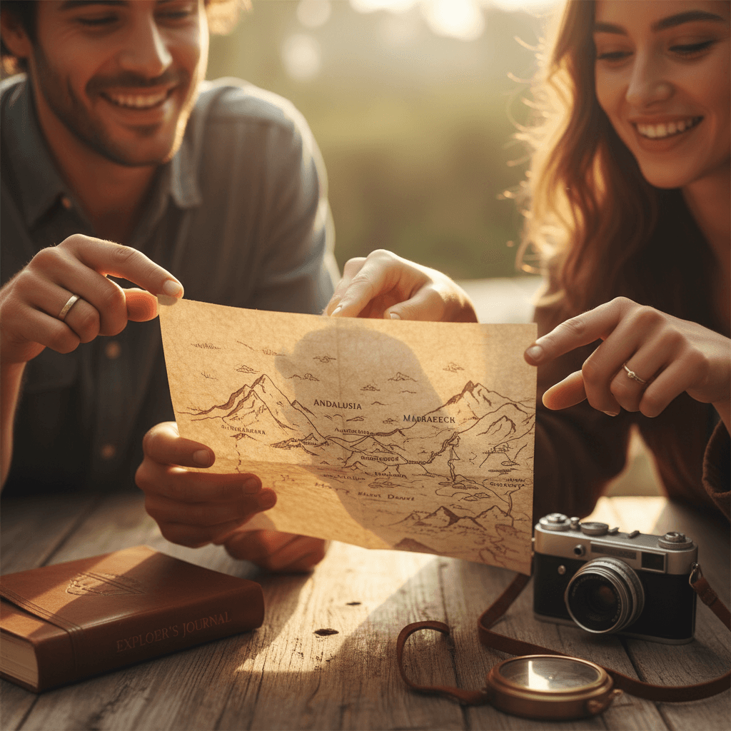 Solo travel planning map with destination markers
